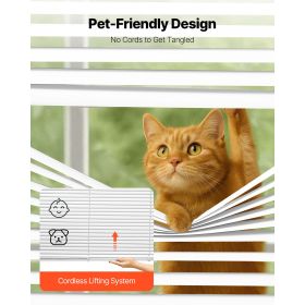 Mini Blinds, 43.3" W x 48" H, 1" Slat Size, Cordless Horizontal Light Filtering No-Drill Mini Blind for Indoor Windows, Easy to Clean and Adjustable
