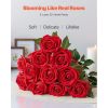 Artificial Flowers, 60 pcs Real Looking Red Foam Fake Roses Bulk, Faux Red Bridal Shower with Stems for DIY Wedding Bouquets