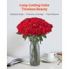Artificial Flowers, 60 pcs Real Looking Red Foam Fake Roses Bulk, Faux Red Bridal Shower with Stems for DIY Wedding Bouquets