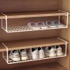 "Luxury Stackable Shoe Display - Adjustable Width with Storage Basket Included"